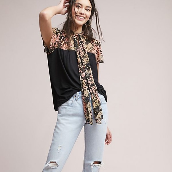 Anthropologie Tops - Anthropologie Tiny Scarf Neck Top S